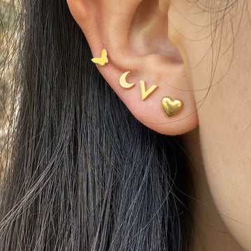 DAIIIBABYYY  -  1Pc Stainless Steel Star Moon Mini Earrings for Women Jewelry  Fashion Heart Butterfly Piercing Stud Earrings for Mother Day